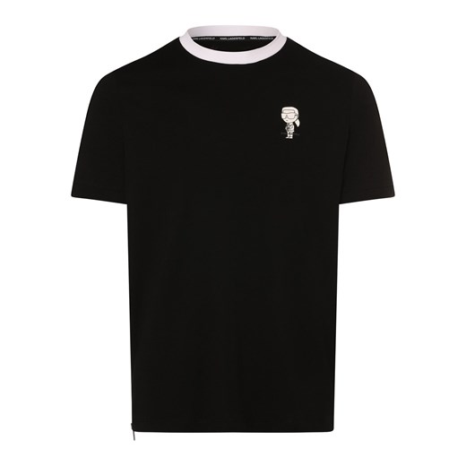 KARL LAGERFELD Koszulka męska Mężczyźni Bawełna czarny jednolity ze sklepu vangraaf w kategorii T-shirty męskie - zdjęcie 171552267
