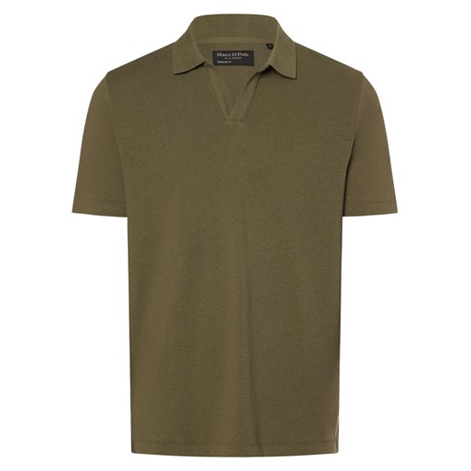 Marc O'Polo Męska koszulka polo z zawartością lnu Mężczyźni Bawełna oliwkowy jednolity ze sklepu vangraaf w kategorii T-shirty męskie - zdjęcie 171552275