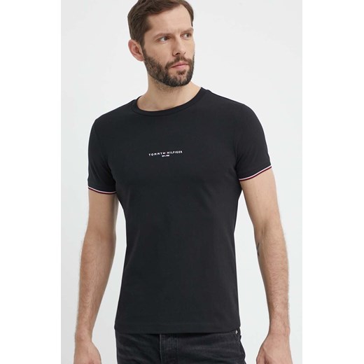 Tommy Hilfiger t-shirt bawełniany męski kolor czarny z aplikacją MW0MW32584 ze sklepu ANSWEAR.com w kategorii T-shirty męskie - zdjęcie 171552795
