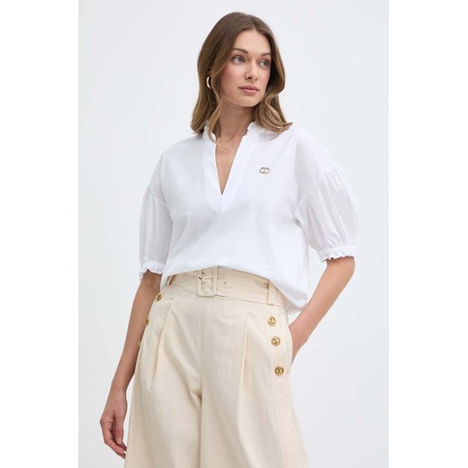 Twinset bluzka damska kolor biały gładka ze sklepu ANSWEAR.com w kategorii Bluzki damskie - zdjęcie 171552847