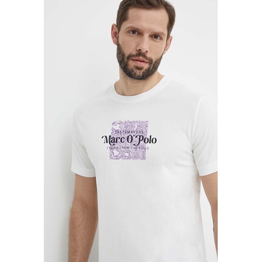 Marc O&apos;Polo t-shirt bawełniany męski kolor biały z nadrukiem 423201251076 ze sklepu ANSWEAR.com w kategorii T-shirty męskie - zdjęcie 171553016
