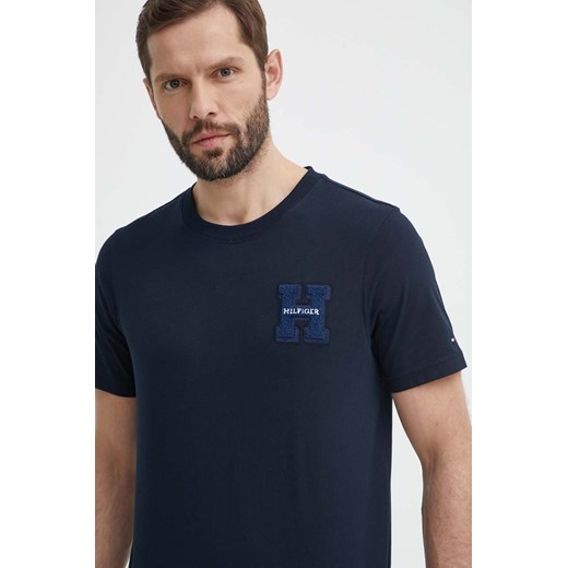 Tommy Hilfiger t-shirt bawełniany męski kolor granatowy z aplikacją MW0MW34436 ze sklepu ANSWEAR.com w kategorii T-shirty męskie - zdjęcie 171553046