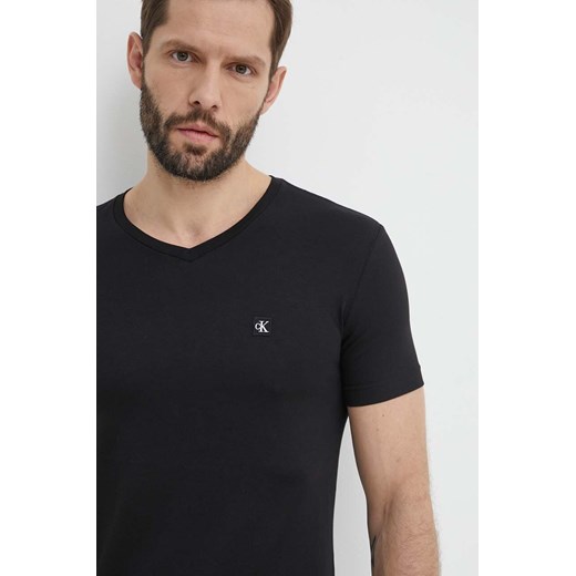 Calvin Klein Jeans t-shirt bawełniany męski kolor czarny gładki ze sklepu ANSWEAR.com w kategorii T-shirty męskie - zdjęcie 171553058