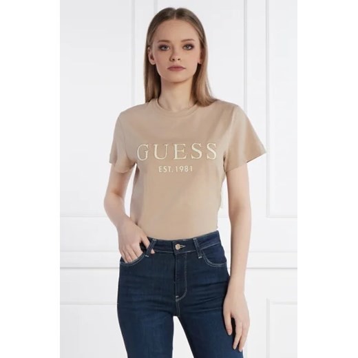 Bluzka damska Guess z napisami z okrągłym dekoltem z krótkim rękawem 