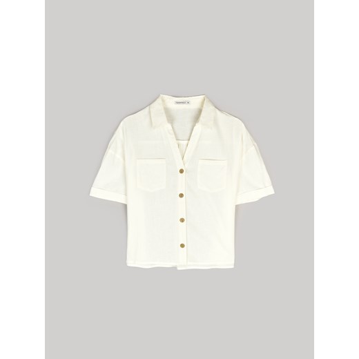 GATE Damska koszula z mieszanki lnu 34 ze sklepu gateshop w kategorii Koszule damskie - zdjęcie 171554998