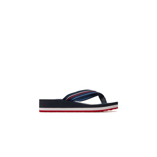 Tommy Hilfiger Japonki Wedge Stripes Beach Sandal FW0FW07858 Granatowy ze sklepu MODIVO w kategorii Klapki damskie - zdjęcie 171555999