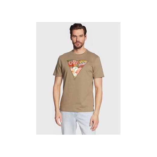 Guess T-Shirt Abstract Logo M3GI57 K9RM1 Zielony Slim Fit ze sklepu MODIVO w kategorii T-shirty męskie - zdjęcie 171557007