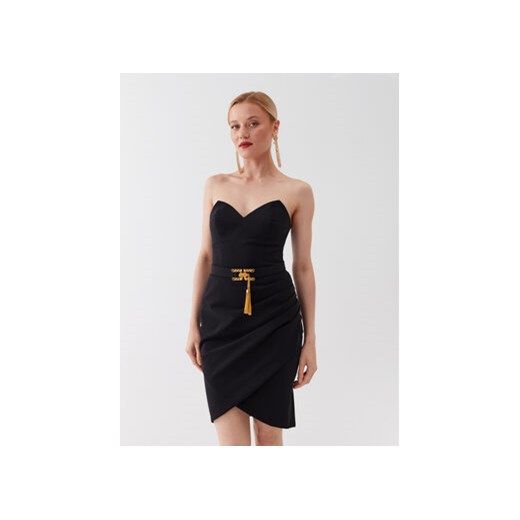Elisabetta Franchi Sukienka koktajlowa AB-425-32E2-V500 Czarny Slim Fit ze sklepu MODIVO w kategorii Sukienki - zdjęcie 171557049