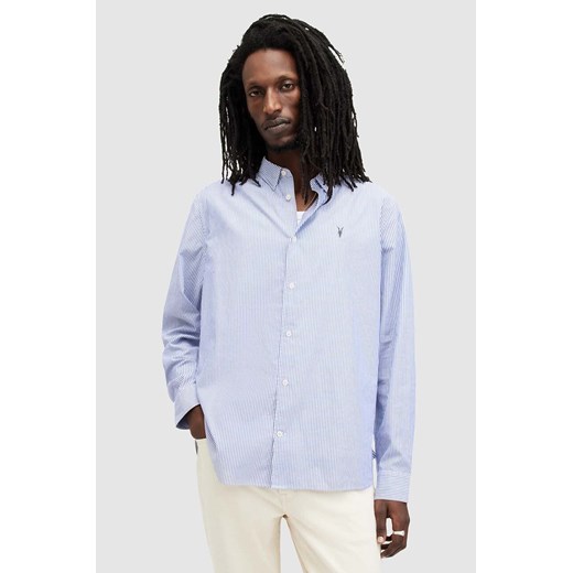AllSaints koszula bawełniana HILLVIEW LS SHIRT męska kolor niebieski relaxed MS513Z ze sklepu ANSWEAR.com w kategorii Koszule męskie - zdjęcie 171558397