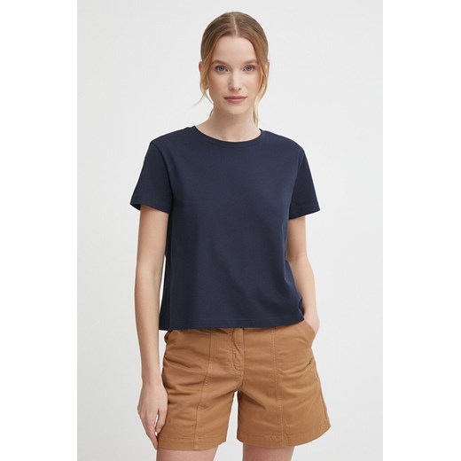 Sisley t-shirt bawełniany damski kolor granatowy ze sklepu ANSWEAR.com w kategorii Bluzki damskie - zdjęcie 171559028