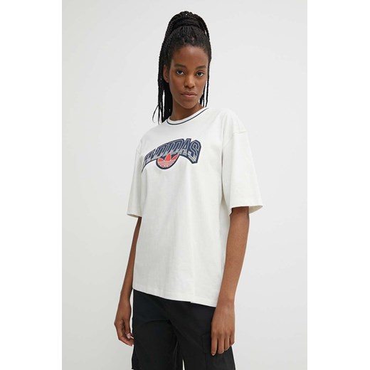 adidas Originals t-shirt bawełniany damski kolor beżowy IU2491 ze sklepu ANSWEAR.com w kategorii Bluzki damskie - zdjęcie 171559066