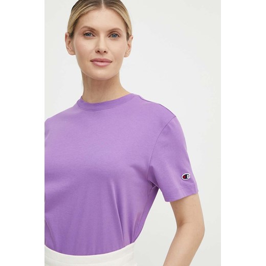 Champion t-shirt bawełniany damski kolor fioletowy 117207 ze sklepu ANSWEAR.com w kategorii Bluzki damskie - zdjęcie 171559117