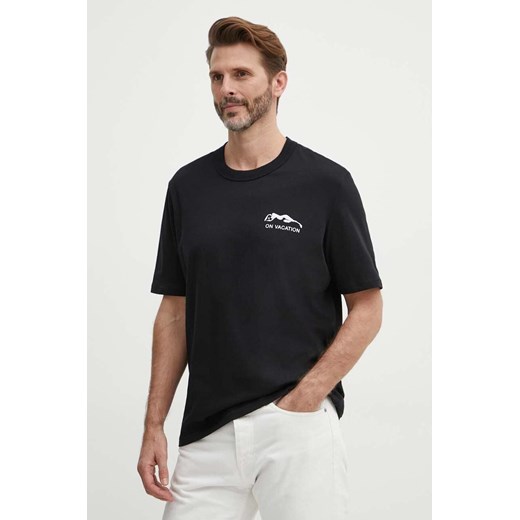 Sisley t-shirt bawełniany męski kolor czarny z nadrukiem ze sklepu ANSWEAR.com w kategorii T-shirty męskie - zdjęcie 171559136
