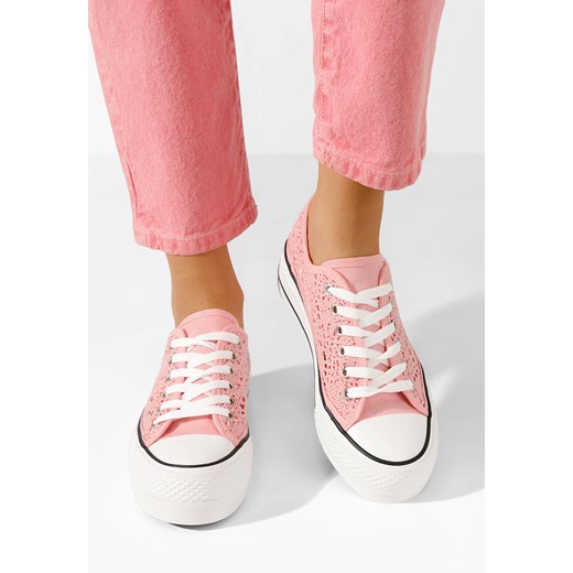 Trampki damskie różowe Zapatos młodzieżowe sznurowane na płaskiej podeszwie 