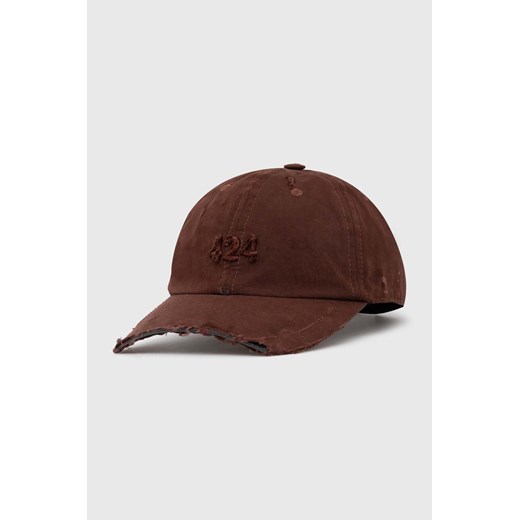 424 czapka z daszkiem Distressed Baseball Hat kolor brązowy gładka FF4SMY01CP-TE003.770 ze sklepu PRM w kategorii Czapki z daszkiem męskie - zdjęcie 171559938