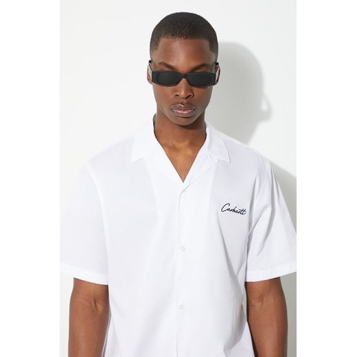 Carhartt WIP koszula S/S Delray Shirt męska kolor biały relaxed I031465.00AXX ze sklepu PRM w kategorii Koszule męskie - zdjęcie 171559997