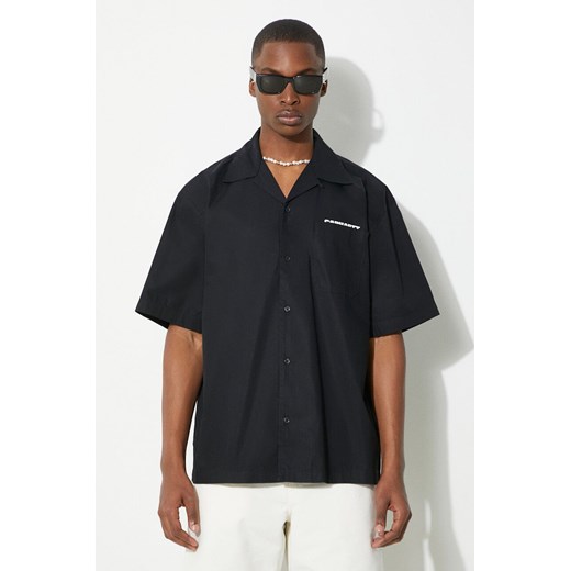Carhartt WIP koszula bawełniana S/S Link Script Shirt męska kolor czarny relaxed I033026.0D2XX ze sklepu PRM w kategorii Koszule męskie - zdjęcie 171560005
