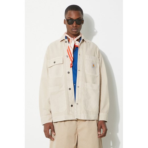 Carhartt WIP kurtka bawełniana Garrison Coat kolor beżowy przejściowa I033114.1YC4J ze sklepu PRM w kategorii Kurtki męskie - zdjęcie 171560045