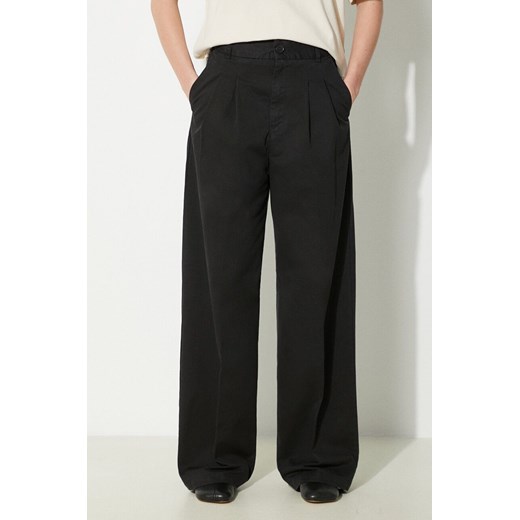Carhartt WIP spodnie bawełniane Leola Pant kolor czarny szerokie high waist I033147.8906 ze sklepu PRM w kategorii Spodnie damskie - zdjęcie 171560317