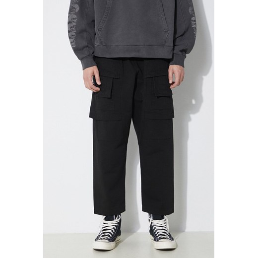 Rick Owens spodnie bawełniane Woven Pants Creatch Cargo Cropped Drawstring kolor czarny proste DU01D1371.CB.09 ze sklepu PRM w kategorii Spodnie męskie - zdjęcie 171560335