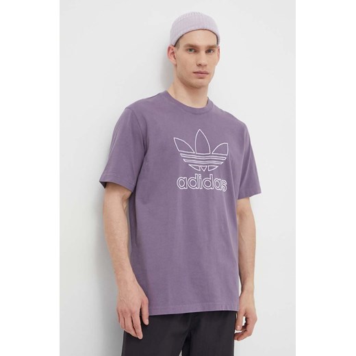 adidas Originals t-shirt bawełniany Trefoil Tee męski kolor fioletowy z aplikacją IR7992 ze sklepu PRM w kategorii T-shirty męskie - zdjęcie 171560518