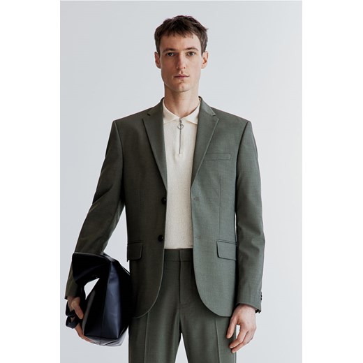 H & M - Marynarka Slim Fit - Zielony ze sklepu H&M w kategorii Marynarki męskie - zdjęcie 171560608