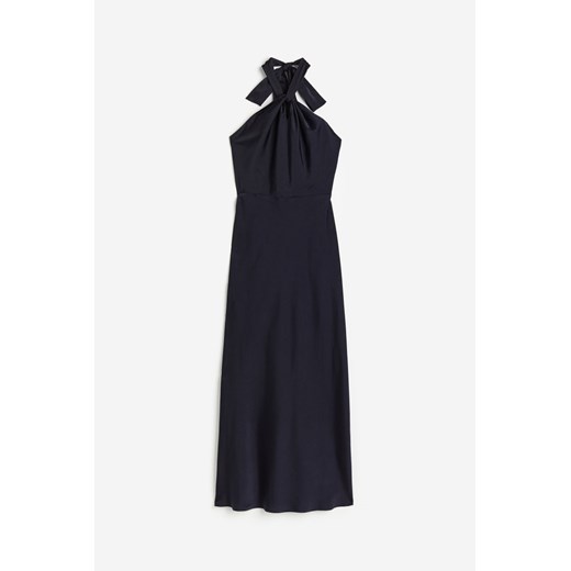 H & M - Satynowa sukienka z mocowaniem na karku - Niebieski H & M XL H&M