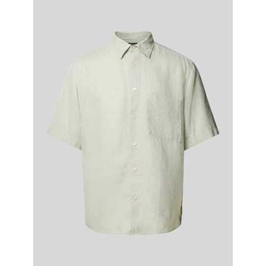 Koszula casualowa o kroju regular fit z lnu z kieszenią na piersi ze sklepu Peek&Cloppenburg  w kategorii Koszule męskie - zdjęcie 171561825