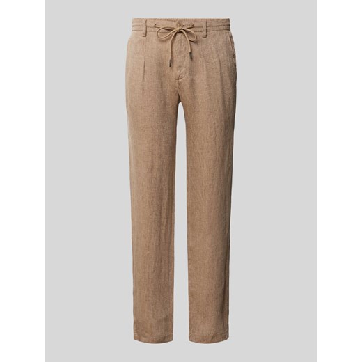 Spodnie o kroju tapered fit z lnu model ‘LOUIS’ ze sklepu Peek&Cloppenburg  w kategorii Spodnie męskie - zdjęcie 171562829