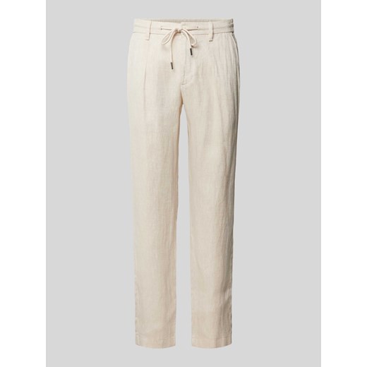 Spodnie o kroju tapered fit z lnu model ‘LOUIS’ ze sklepu Peek&Cloppenburg  w kategorii Spodnie męskie - zdjęcie 171562839