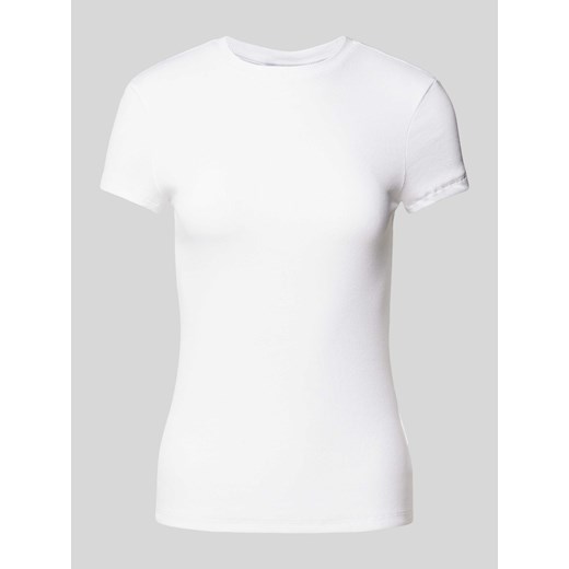 T-shirt z efektem prążkowania i okrągłym dekoltem ze sklepu Peek&Cloppenburg  w kategorii Bluzki damskie - zdjęcie 171563439