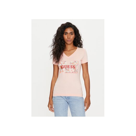 Guess T-Shirt W4GI23 J1314 Różowy Slim Fit ze sklepu MODIVO w kategorii Bluzki damskie - zdjęcie 171568296