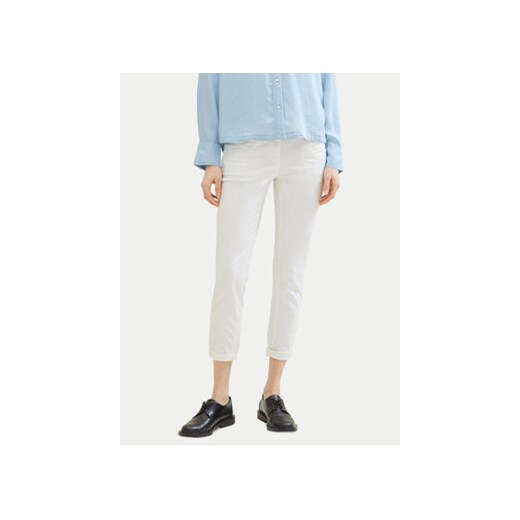 Tom Tailor Spodnie materiałowe 1040963 Biały Tapered Fit ze sklepu MODIVO w kategorii Spodnie damskie - zdjęcie 171569888