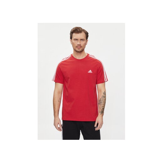 adidas T-Shirt Essentials Single Jersey 3-Stripes T-Shirt IC9339 Czerwony Regular Fit ze sklepu MODIVO w kategorii T-shirty męskie - zdjęcie 171569899
