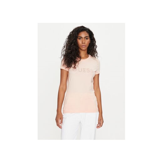 Guess T-Shirt W4GI14 J1314 Różowy Slim Fit ze sklepu MODIVO w kategorii Bluzki damskie - zdjęcie 171569987