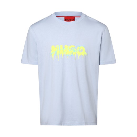 HUGO Koszulka męska - Dacation Mężczyźni Bawełna jasnoniebieski nadruk ze sklepu vangraaf w kategorii T-shirty męskie - zdjęcie 171573476