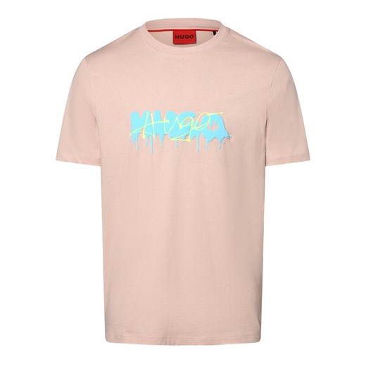 HUGO Koszulka męska - Dacation Mężczyźni Bawełna różowy nadruk ze sklepu vangraaf w kategorii T-shirty męskie - zdjęcie 171573477