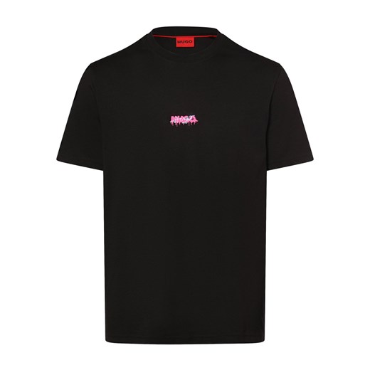 HUGO Koszulka męska - Dindion Mężczyźni Bawełna czarny nadruk ze sklepu vangraaf w kategorii T-shirty męskie - zdjęcie 171573478