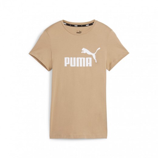 Damski t-shirt z nadrukiem PUMA ESS LOGO TEE - brązowy ze sklepu Sportstylestory.com w kategorii Bluzki damskie - zdjęcie 171573896