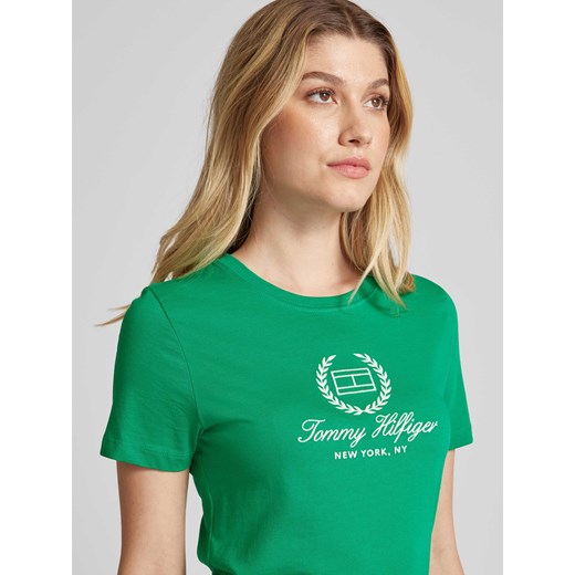 T-shirt o kroju slim fit z wyhaftowanym logo Tommy Hilfiger L Peek&Cloppenburg 