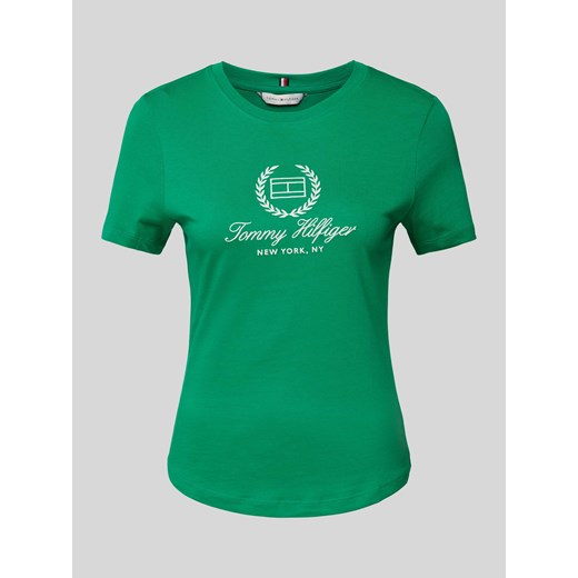 T-shirt o kroju slim fit z wyhaftowanym logo ze sklepu Peek&Cloppenburg  w kategorii Bluzki damskie - zdjęcie 171574156