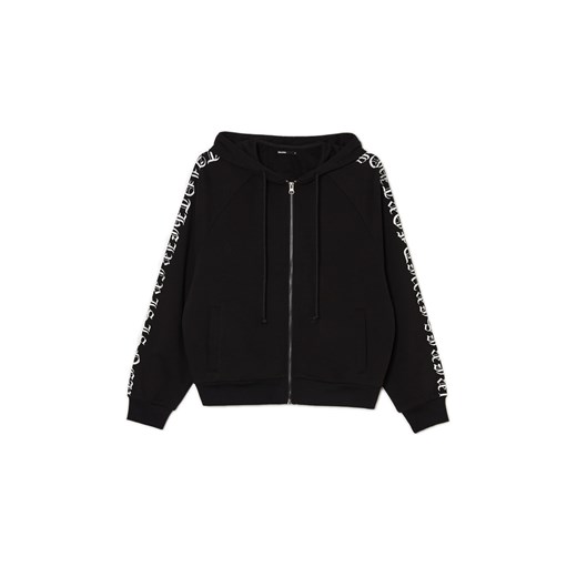 Cropp - Czarna bluza hoodie z motywem skrzydeł - czarny ze sklepu Cropp w kategorii Bluzy damskie - zdjęcie 171575367