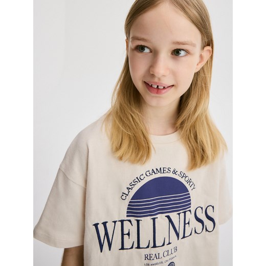Reserved - T-shirt z nadrukiem - beżowy Reserved 152 (11 lat) Reserved