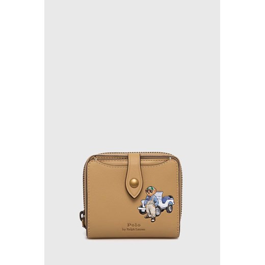 Polo Ralph Lauren portfel skórzany damski kolor beżowy 427937676 ze sklepu ANSWEAR.com w kategorii Portfele damskie - zdjęcie 171576187