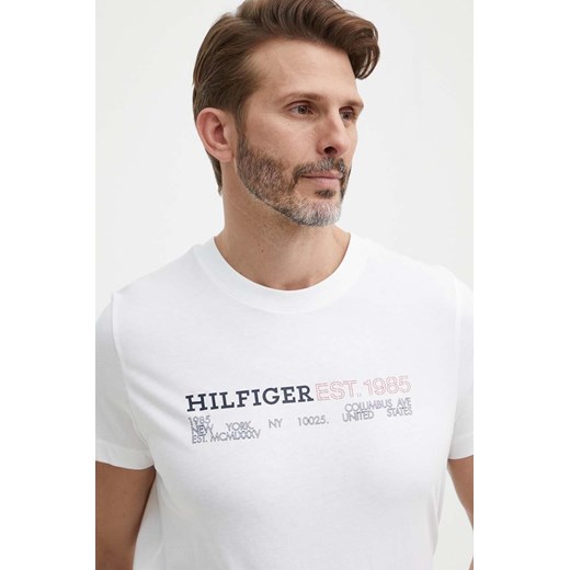 Tommy Hilfiger t-shirt bawełniany męski kolor biały z nadrukiem MW0MW34435 ze sklepu ANSWEAR.com w kategorii T-shirty męskie - zdjęcie 171576235