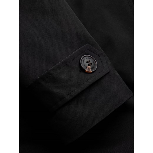 Elegancki płaszcz męski trencz SLIM FIT z paskiem - czarny V2 OM-COSC-0111 XL ombre