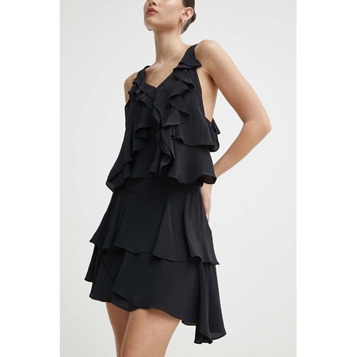 IRO spódnica z domieszką jedwabiu kolor czarny mini rozkloszowana ze sklepu ANSWEAR.com w kategorii Spódnice - zdjęcie 171579187