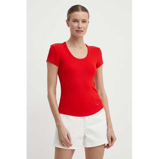 Tommy Hilfiger t-shirt damski kolor czerwony WW0WW41776 ze sklepu ANSWEAR.com w kategorii Bluzki damskie - zdjęcie 171579357