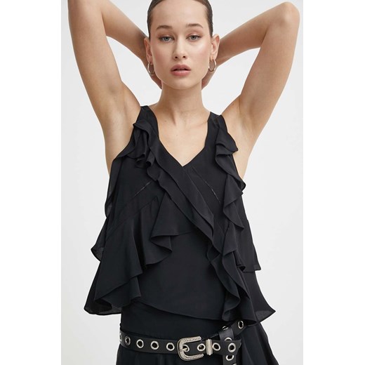 IRO bluzka z domieszką jedwabiu kolor czarny gładka ze sklepu ANSWEAR.com w kategorii Bluzki damskie - zdjęcie 171579506