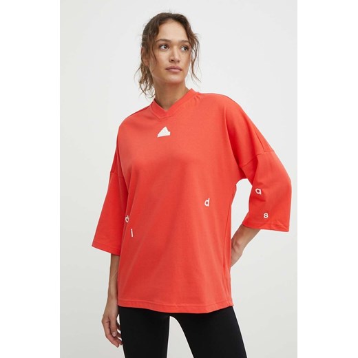 adidas t-shirt damski kolor pomarańczowy ze sklepu ANSWEAR.com w kategorii Bluzki damskie - zdjęcie 171579528
